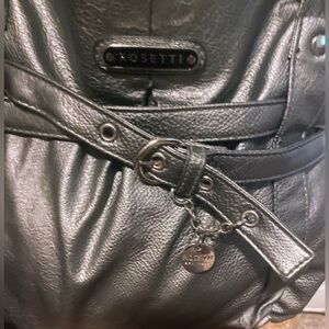 Rosetti Silver Braided Double Handle Strap Trendy Leather Handbag Slouch hobo